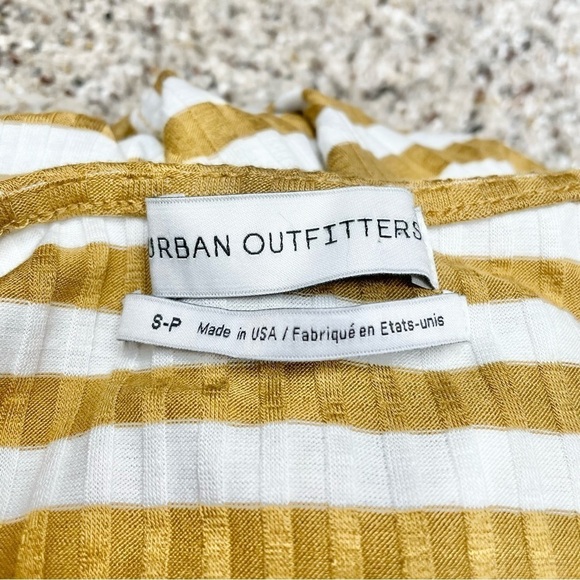 Urban Outfitters Ribbed Striped Surplice V-Neck Romper Gold Yellow White Small - Picture 6 of 11